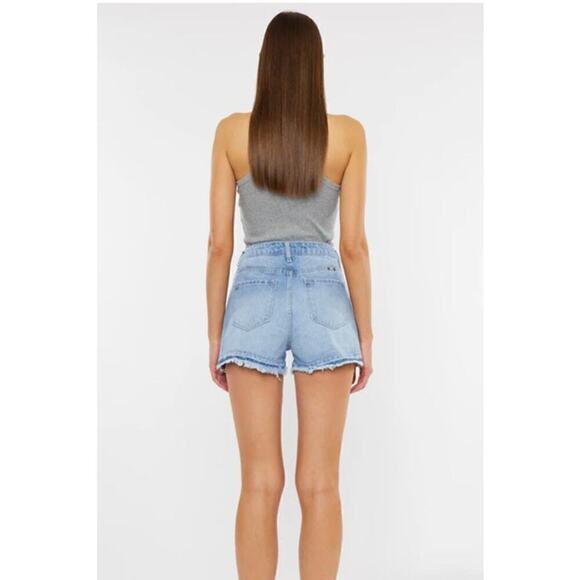 NWT Kancan Ultra High Rise Button Fly Jean Short size XL, Light Wash, Distressed - Picture 9 of 16